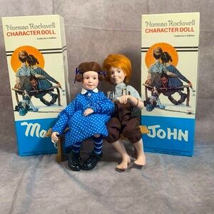 Norman Rockwell Vintage Collectable Character Doll Duo